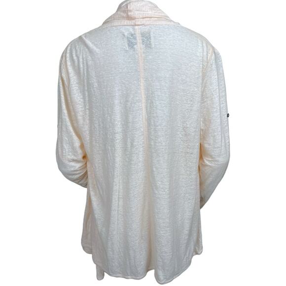 Brochu Walker Cardigan Beige Silk Open Front Size Small - Picture 2 of 4